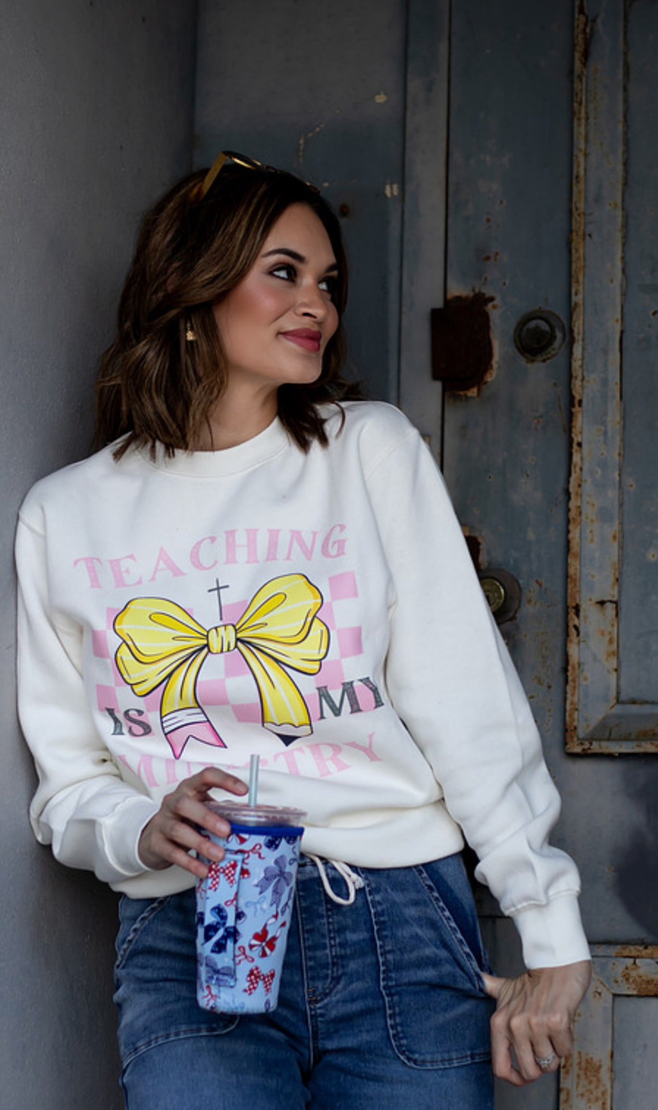 Teaching is my Ministry Croquette Bow | Hoodie - Crewneck | Teacher Shirt | Stylish Trendy Apparel
