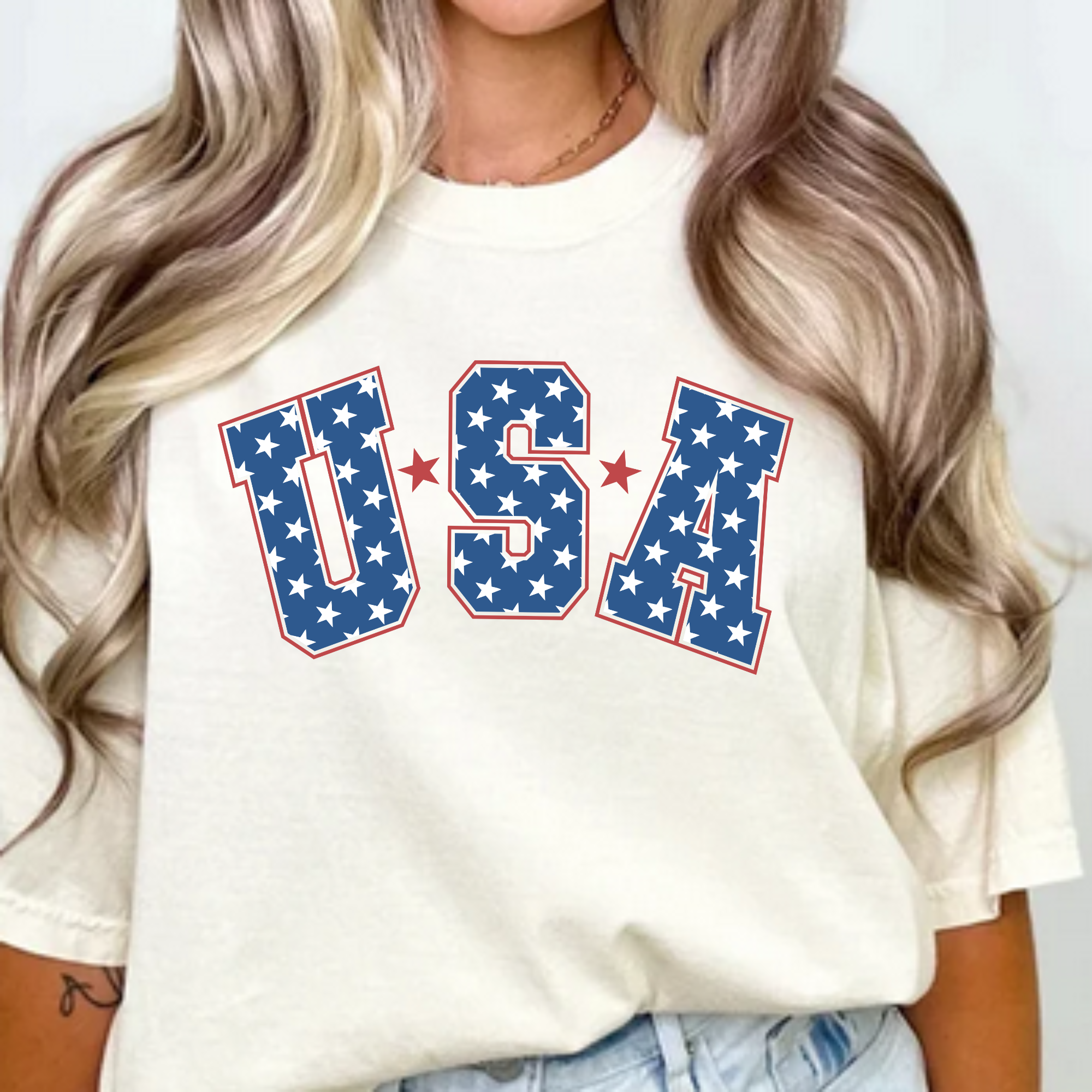 USA Comfort Colors Tshirt or District Crewneck Sweatshirt