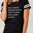 Free Thinker Freedom Keeper Truth Seeker Jesus Lover Patriot | Enza 14579 T-shirt | Teacher Shirt | Stylish Trendy Apparel