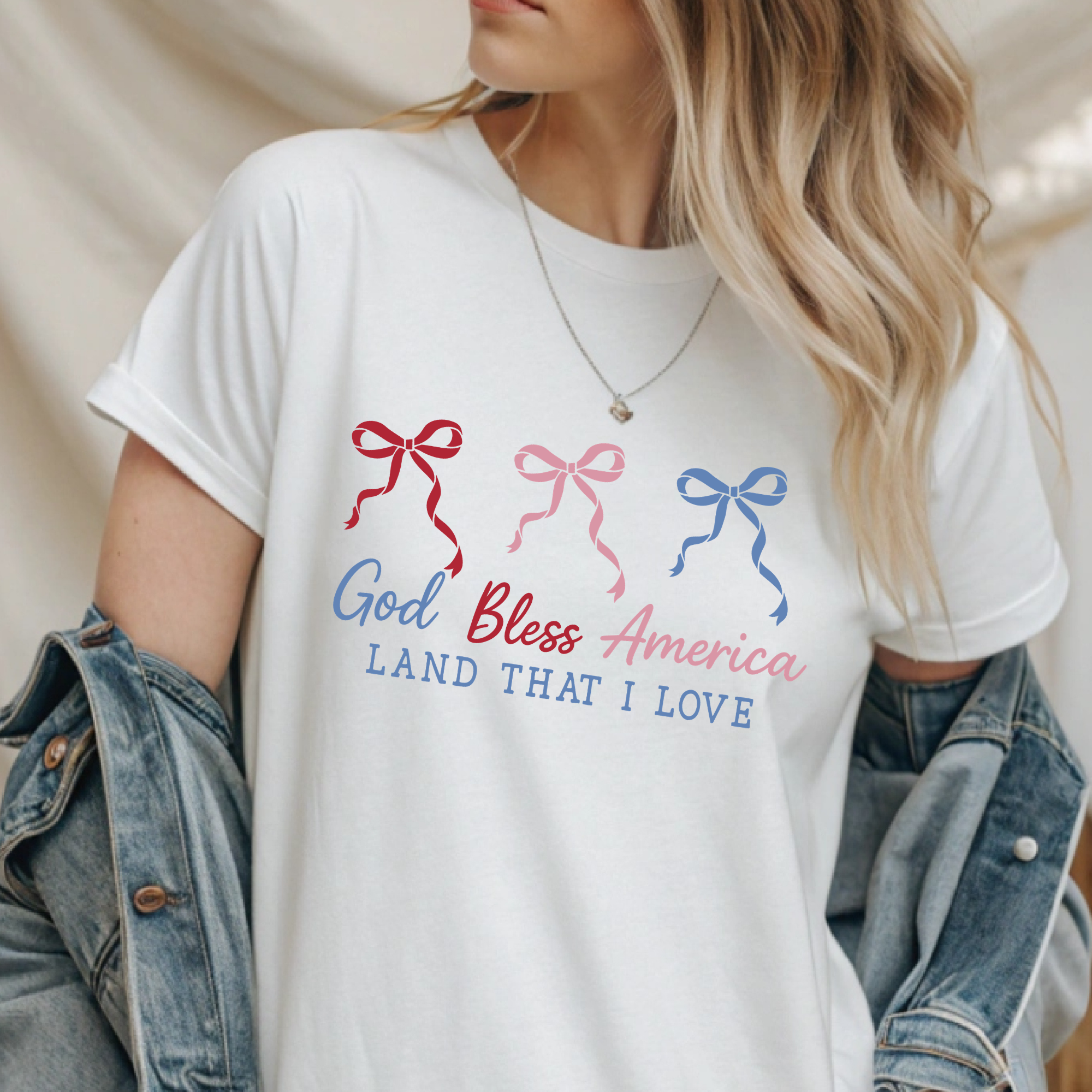 God bless America Croquette bow Tshirt - Long Sleeve - Crewneck - Hoodie