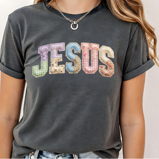 Jesus faux quilted shirt | 100% Cotton Tshirt | Trendy patchwork Shirt | Stylish Trendy Apparel nn
