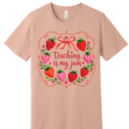 Teaching is my Jam Strawberry Teacher shirt | 100% Cotton Tshirt | teacher Shirt | Stylish Trendy Apparel nn