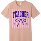 Croquette bow striped Teacher shirt | 100% Cotton Tshirt | teacher Shirt | Stylish Trendy School Apparel nn