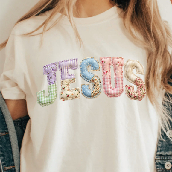 Jesus faux quilted shirt | 100% Cotton Tshirt | Trendy patchwork Shirt | Stylish Trendy Apparel nn